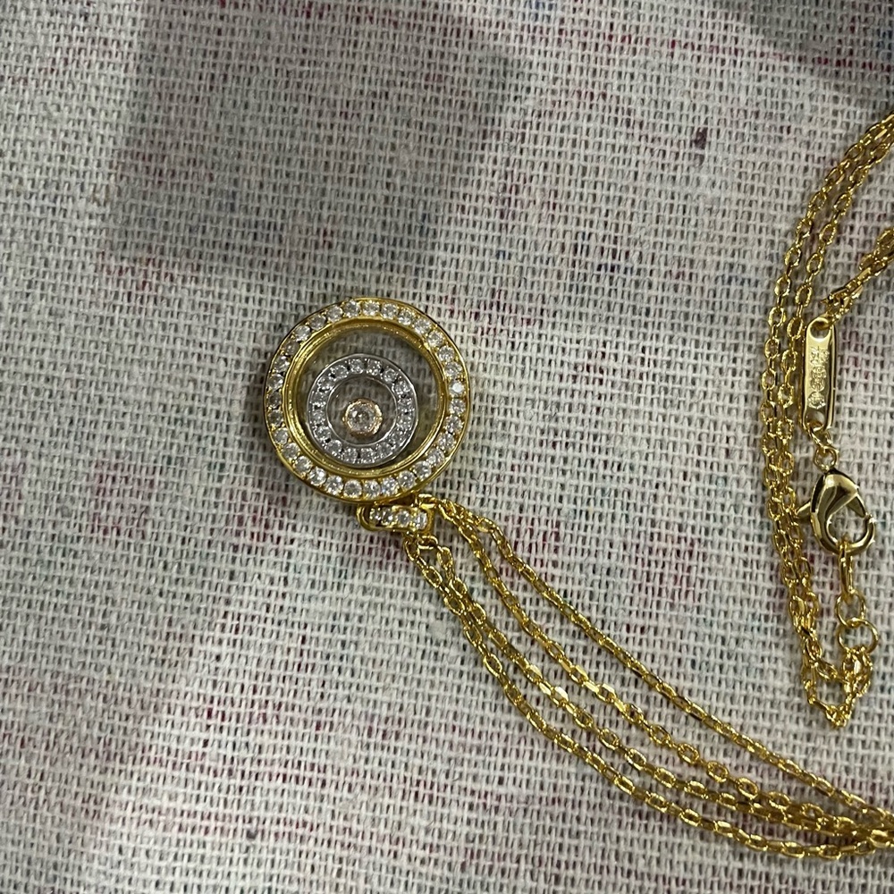 Chopard Gold and Crystal Circular Pendant Necklace - Picture 14 of 14